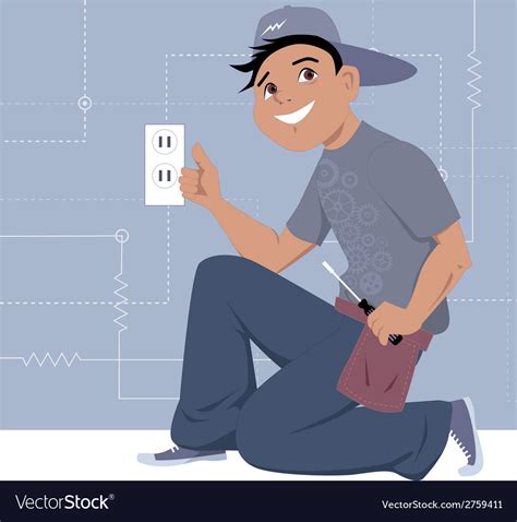 Electrician Installing A Wall Socket Royalty Free Vector