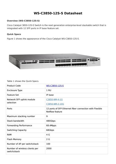 Cisco catalyst 3850 12s s datasheet by Router Switch - Issuu