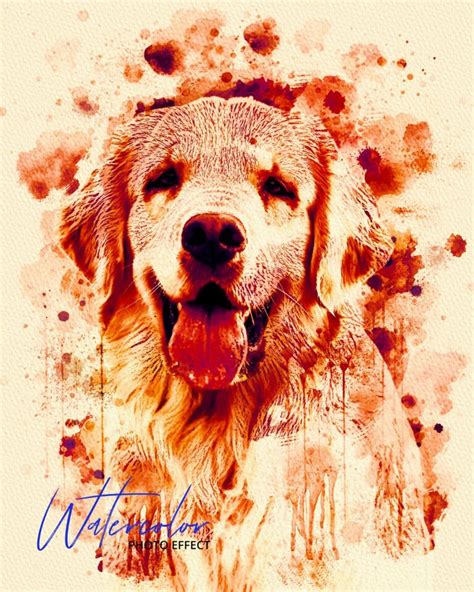 Dog Watercolor Painting Photo Effect Masterbundles