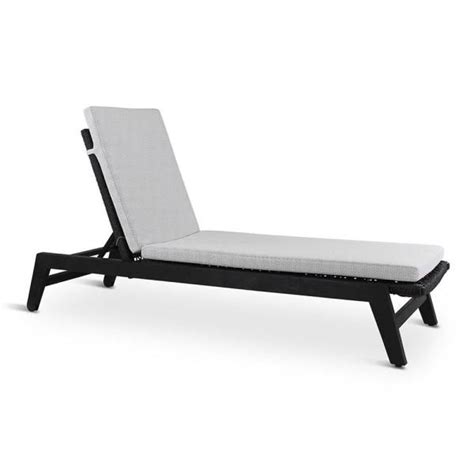 Naomi Sunlounger Teak Ebony Black Weaving Incl Cushion Grey