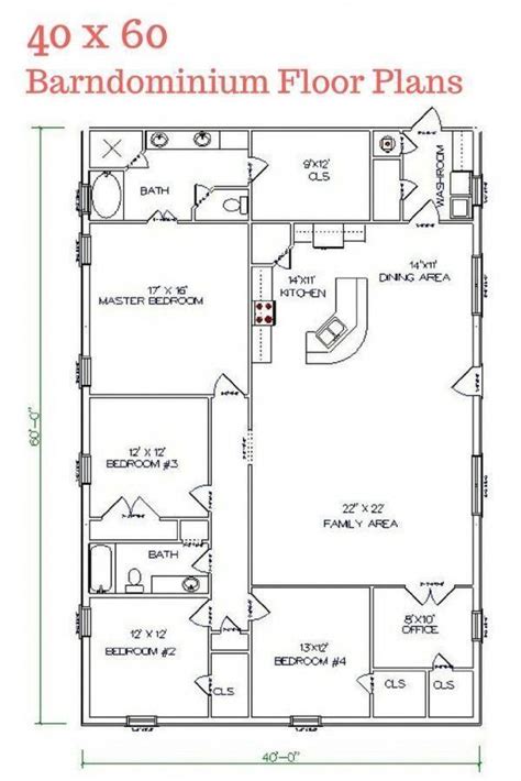 barndominium floor plans 2 story, 4 bedroom, with shop, barndominium ...