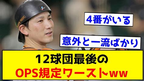 【意外】12球団最後のops規定ワーストがこちら 【なんj反応集】 Youtube