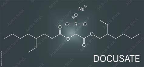 Skeletal Formula Of Docusate Or Dioctyl Sulfosuccinate Stool Softener Drug Molecule Stock