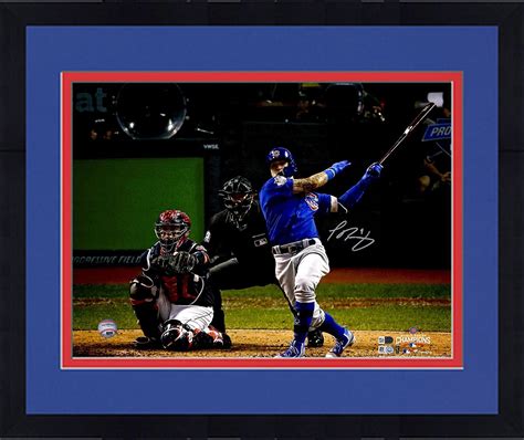 Framed Javier Baez Chicago Cubs 2016 Mlb World Series Champions Autographed 16 X 20 World