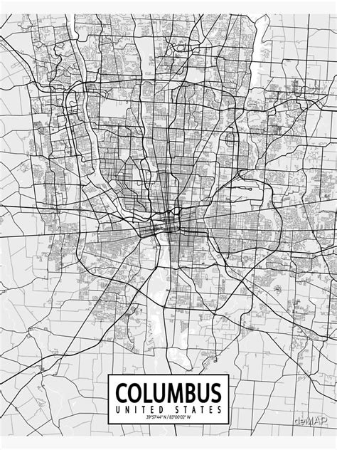 P Ster Mapa De La Ciudad De Columbus De Ohio Estados Unidos Luz De