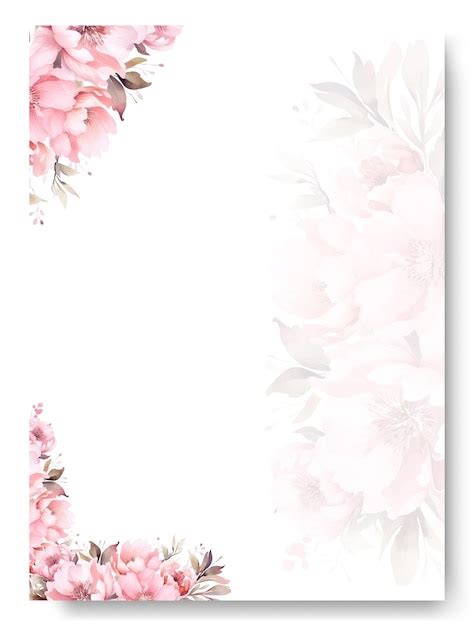 Premium Vector Floral Wedding Invitation Template Set With Soft Pink