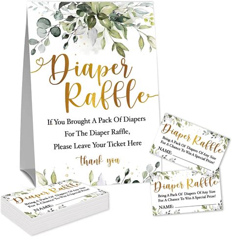 Amazon Diaper Raffle Baby Shower Party Game Cards Kit 1 Standing