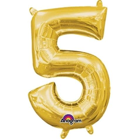 Anagram 78532 16 In Number 5 Gold Shape Air Fill Foil Balloon