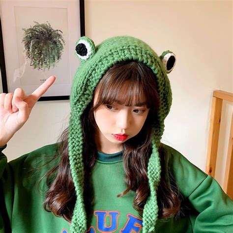 Frog Hat Beanies Knitted Winter Hat Solid Hip Hop Skullies Etsy