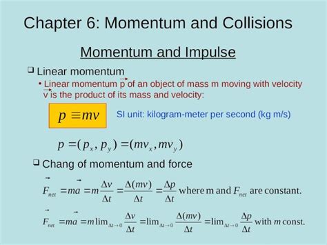 PPT Chapter 6 Momentum And Collisions Momentum And Impulse Linear