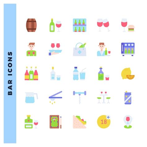 Premium Vector 25 Bar Flat Icons Pack Vector Illustration