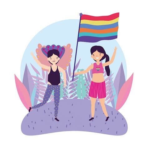 Premium Vector Pride Parade Lgbt Community Man And Woman With