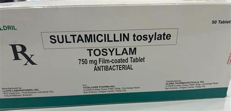 Tosylam Sultamicillin 750mg Film Coated Tablet 50 S Price In The Philippines Medsgo Pharmacy