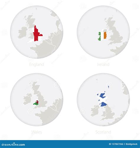 Ireland, Wales, Scotland. Men And Women In National Dress. Set Of