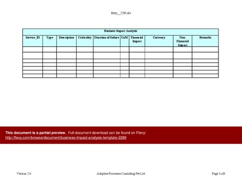 Business Impact Analysis Template Excel Workbook XLS