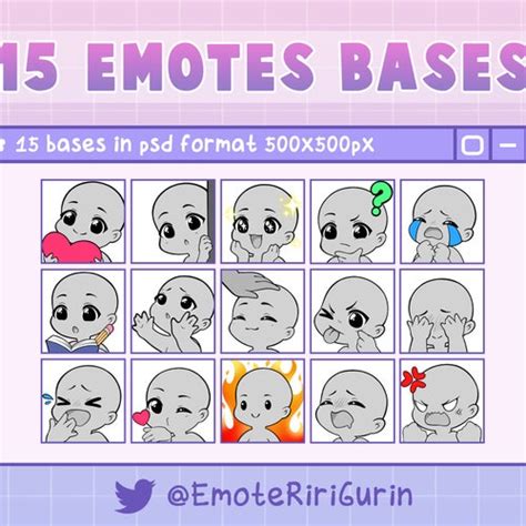 15x DIY PSD Chibi Emote Bases Pack Set Twitch Youtube Etsy