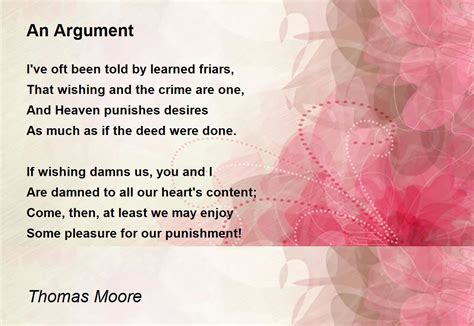 An Argument Poem By Thomas Moore Poem Hunter