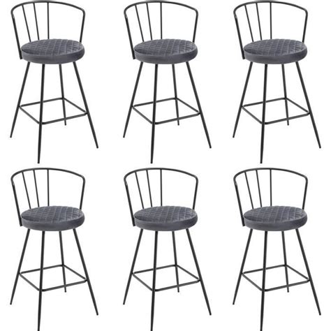 EUGAD Tabouret Bar Lot De 6 Chaise Haute Cuisine En Velours Pieds En