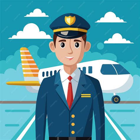 Pilot Vector Illustration Flat Style Aviation Professional Premium Ai