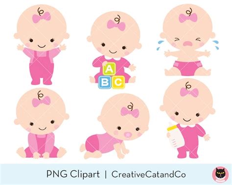 Baby Girl Clipart Baby Girl Clip Art Baby Girl Shower Clipart | Etsy