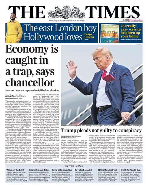 Times Front Page 4th Of August 2023 Tomorrows Papers Today