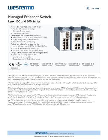 Westermo L206 F2G Managed Ethernet Switch Data Sheet Manualzz