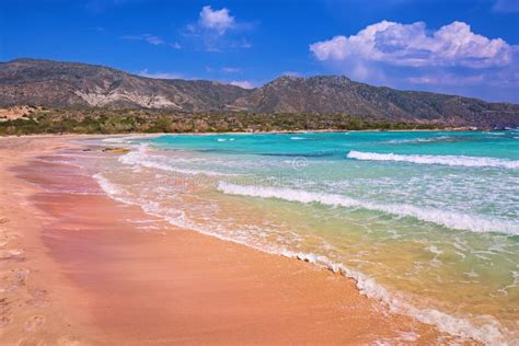 Elafonissi Beach with Pink Sand on Crete Stock Photo - Image of ...