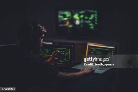 147 Hacker Behind Screen Stock Photos High Res Pictures And Images