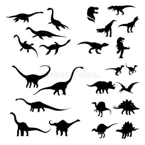 Vector De Siluetas De Conjunto De Dinosaurios Stock De Ilustraci N