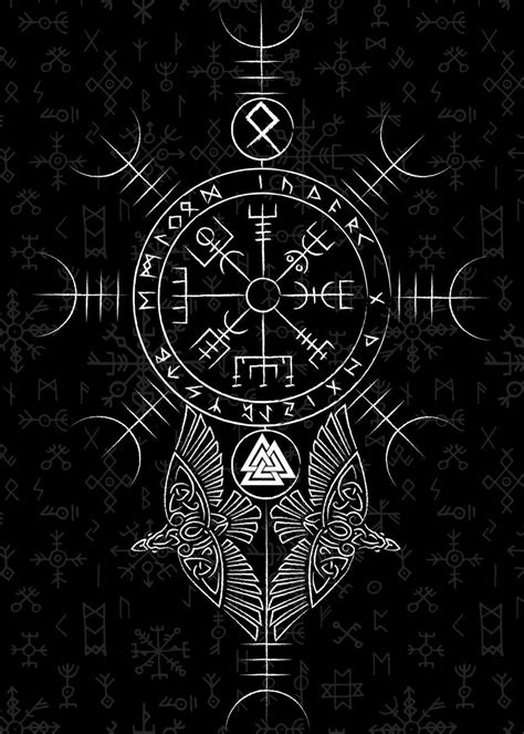 Norse Lucky Charm Vegvisir Poster Picture Metal Print Paint By