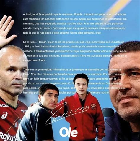 Iniesta le envió una emotiva carta a Riquelme por su partido despedida