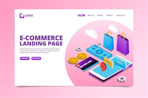 Free Vector Isometric E Commerce Landing Page Template