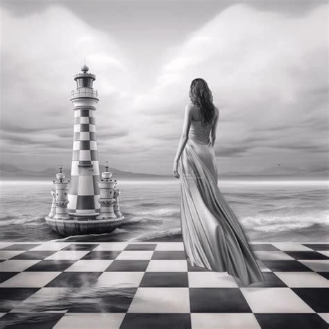 Premium Ai Image Arafed Woman In A Long Dress Standing On A Checkered