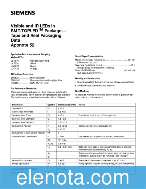 APPLICATION NOTES Datasheet PDF 19 KB Infineon Pobierz Z Elenota Pl