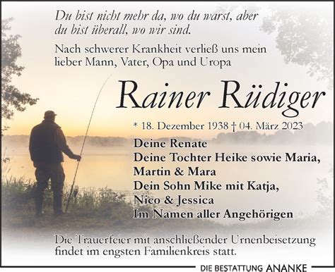 Traueranzeigen Von Rainer R Diger Trauer Anzeigen De