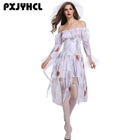 Halloween Ghost Bride Cosplay Traje Para As Mulheres Zumbi Vampiro