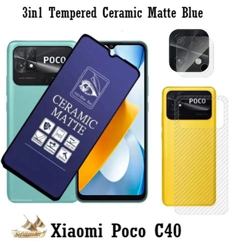 Paket 3in1 Tempered Ceramic Matte Blue Sceen Protector Full Layar