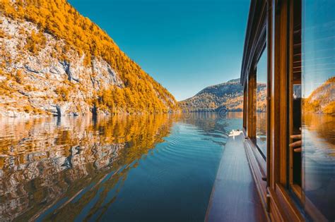 Traditional Boat on KÃnigssee Lake in Fall Bavaria Germany Stock