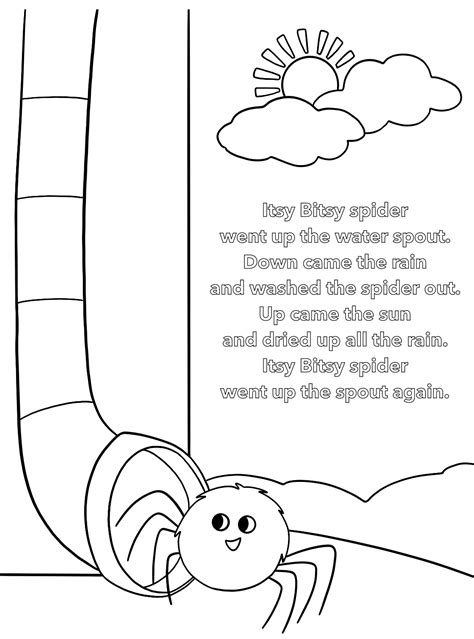 Incy Wincy Spider Colouring Pages