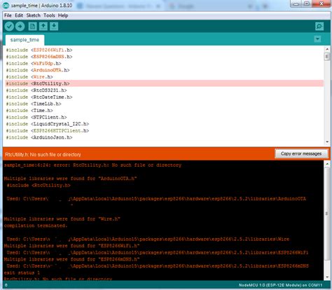 Esp Rtcutility H No Such File Or Directory Arduino Stack Exchange