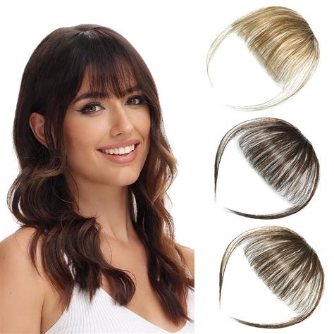 Luxiremi Clip in Pony Echthaar 100 Remy Dünner Fringe Bangs Extensions