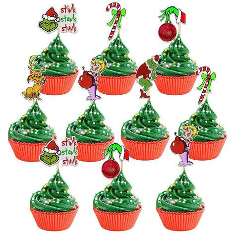 Pcs Grinch Cupcake Toppers Grinch Christmas Food Fruit Picks For