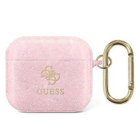 Guess Gua Ucg Gp Airpods Cover R Owy Pink Glitter Collection Guess