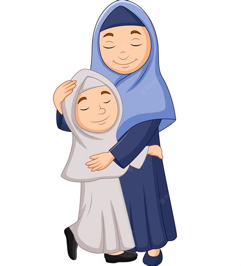 Premium Vector Muslim Mother And Daughter Hugging