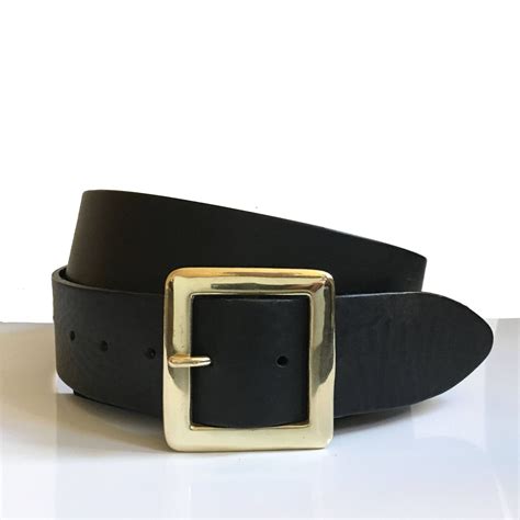 2 Wide Brass Leather Belt 2 Inch Belt Brass Buckle