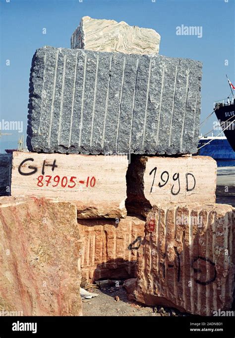 Blocks Of Dimension Stone Dimension Stones Stacked In A Harbour The