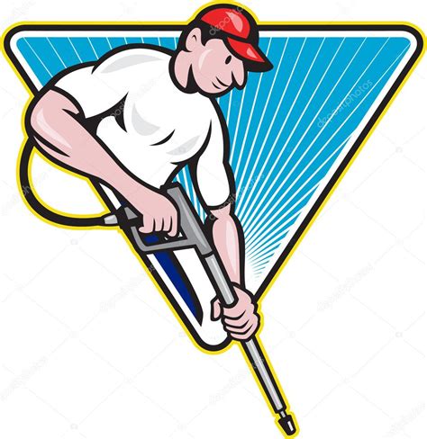 Power Washing Pressure Water Blaster Worker Stock Vector Patrimonio