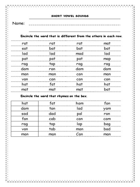 Name Encircle The Word That Is Different From The Others In Each Row