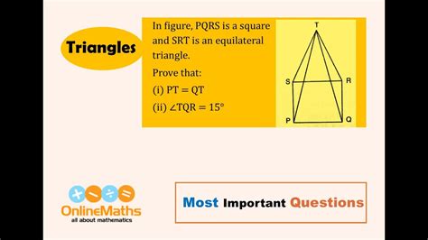 Ix Triangles In Figure Pqrs Is A Square And Srt Is An Equilateral