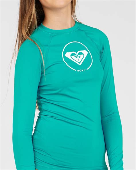 Shop Roxy Girls Beach Classics Long Sleeve Rash Vest In Bnp Pagoda